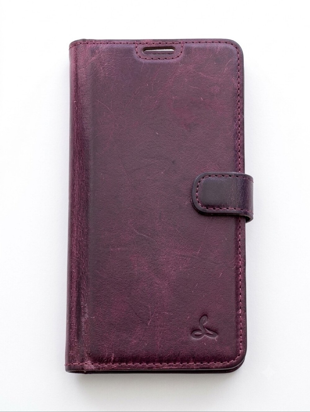 Genuine Leather Folio Wallet Phone Case - SNAKEHIVE Burgundy Leather Galaxy s10